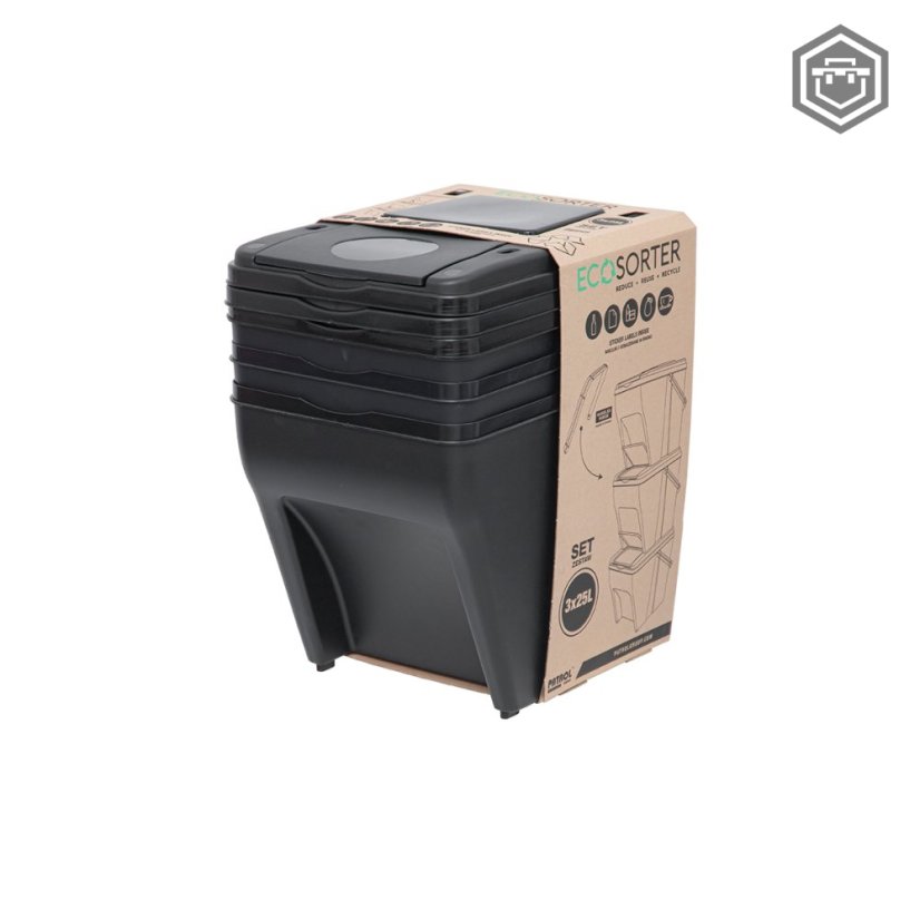 ECOsorter stohovatelný koš pro třídění odpadu 25l - Provedení: 3 x 25 l