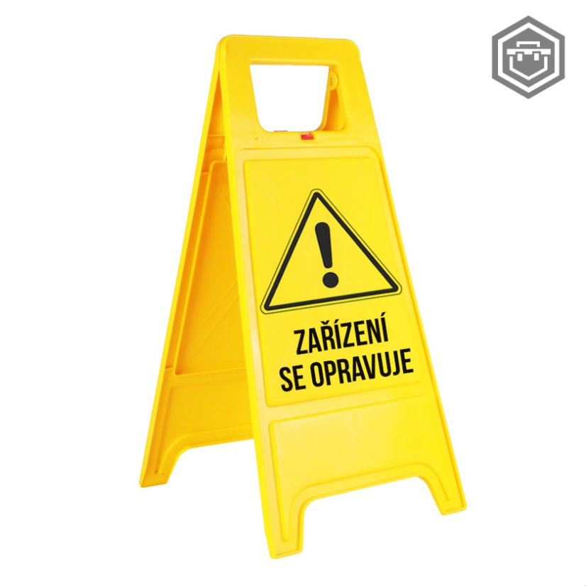 Výstražná cedule / stojan - různé texty - Potisk: Probíhá instalace, dbejte zvýšené opatrnosti