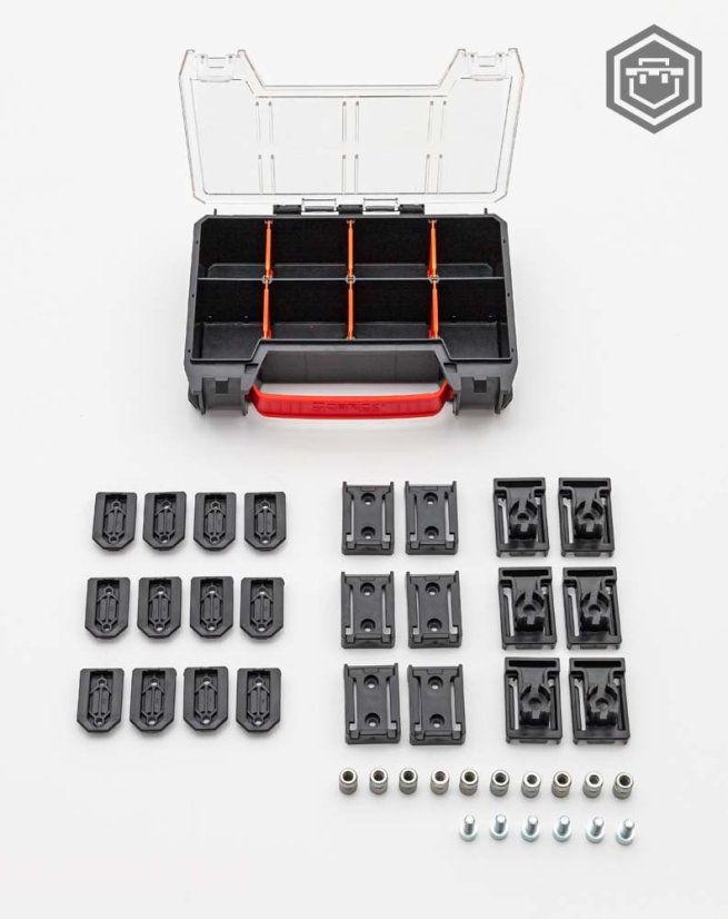 Custom konektory a závitové matice v organizéru (Set 2) | Qbrick System